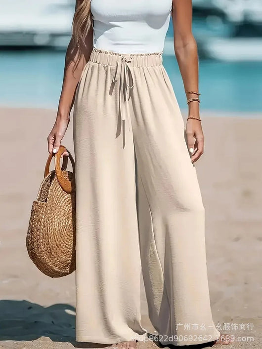 Pantalón Palazzo Doris de Pierna Ancha con Cintura Anudada