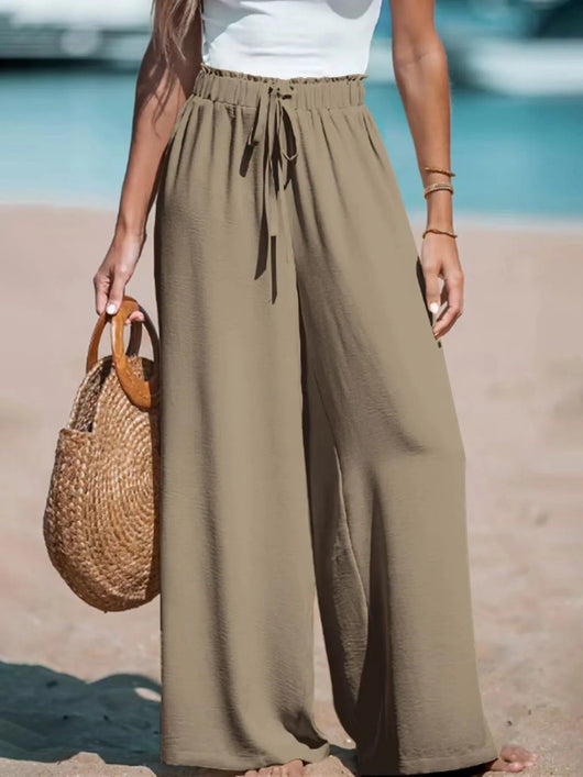 Pantalón Palazzo Doris de Pierna Ancha con Cintura Anudada