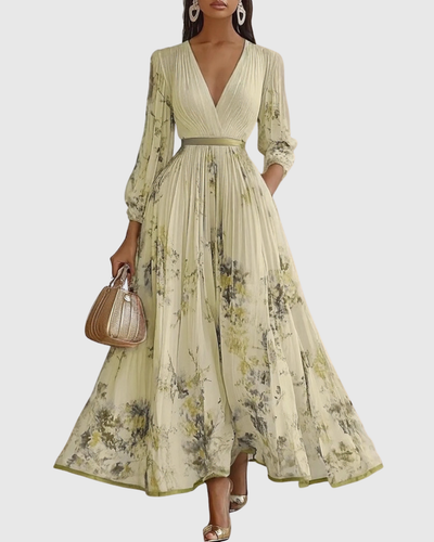 Vestido Midi Isabella Plisado Floral sin Mangas