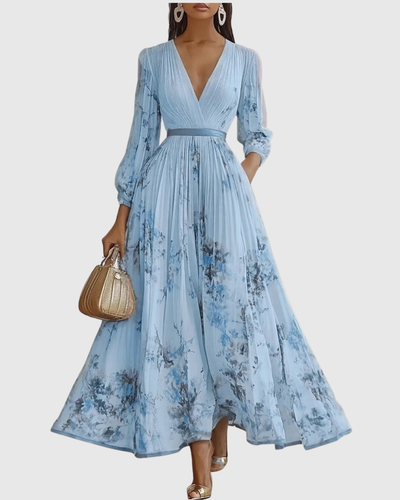 Vestido Midi Isabella Plisado Floral sin Mangas