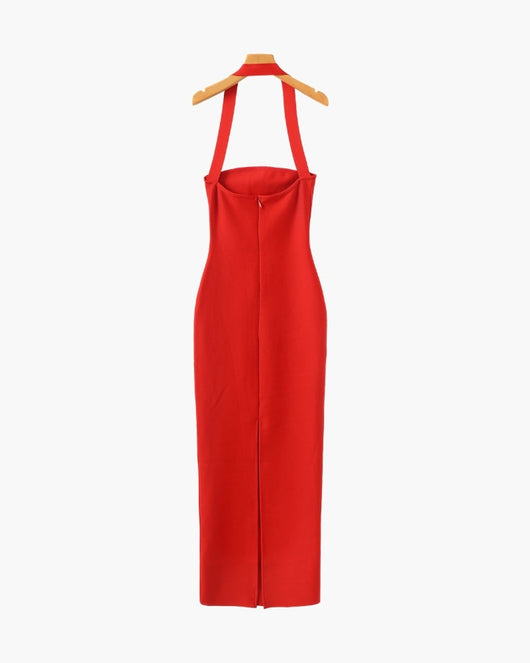 Vestido Largo Halter Ajustado
