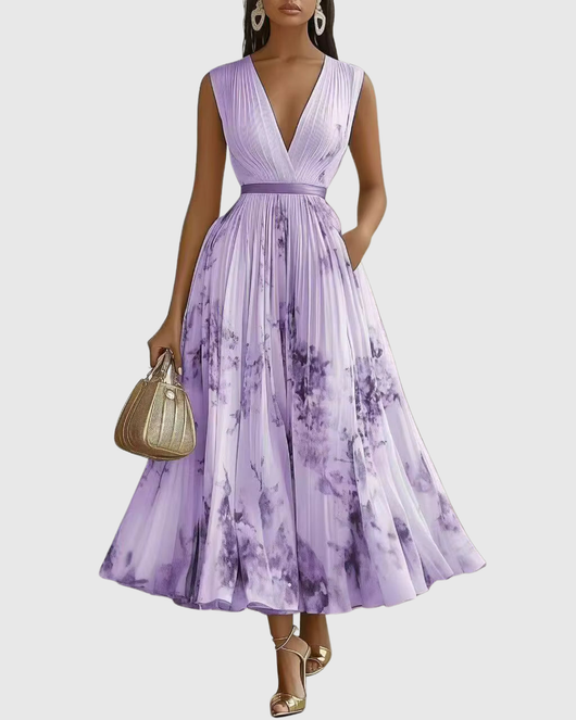 Rowella | Vestido Maxi Plisado Elegante
