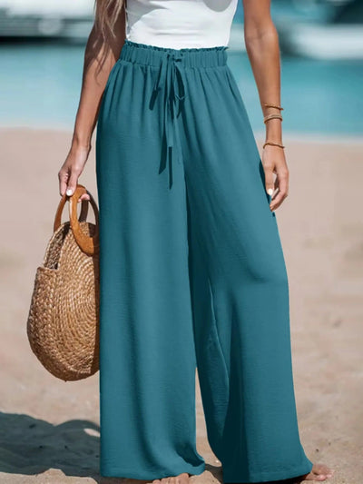Pantalón Palazzo Doris de Pierna Ancha con Cintura Anudada
