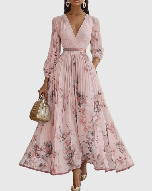 Vestido Midi Isabella Plisado Floral sin Mangas