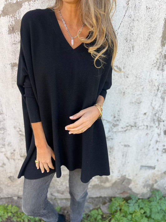 Jersey Annika de Corte Relajado con Cuello de Pico