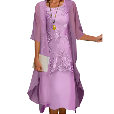 Vestido Midi Annika Fluido con Mangas Transparentes