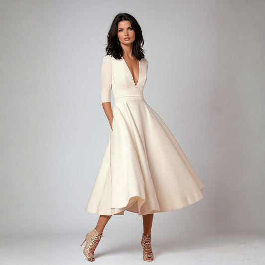 Vestido Midi Tanja Evasé, Elegante para Invitada de Boda