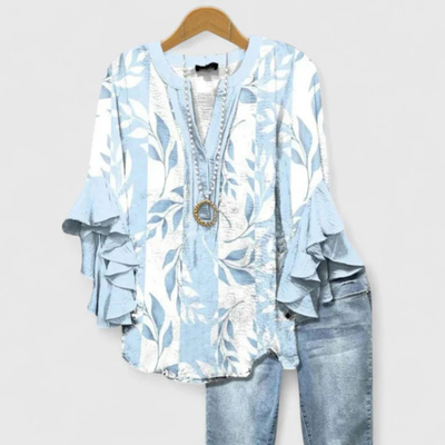 Top Viviane Floral con Mangas de Volantes