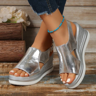 Sandalias Stefanie de Plataforma Metalizadas y Cómodas