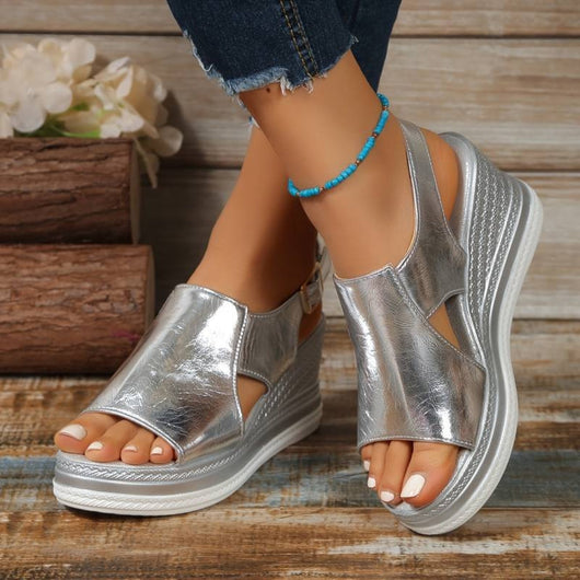 Sandalias Stefanie de Plataforma Metalizadas y Cómodas