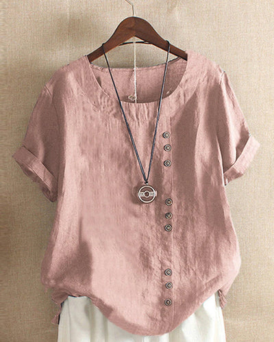 Blusa Doris Casual de Manga Corta con Botones