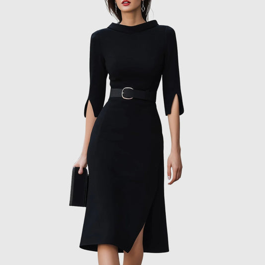 Vestido Midi Melanie Elegante con Cinturón