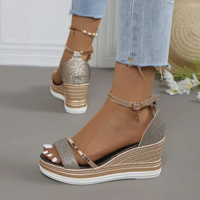 Sandalias Karin de Cuña con Plataforma y Tiras