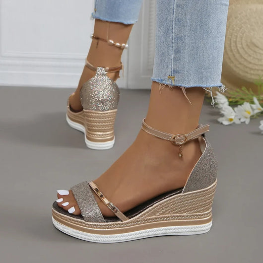 Sandalias Karin de Cuña con Plataforma y Tiras