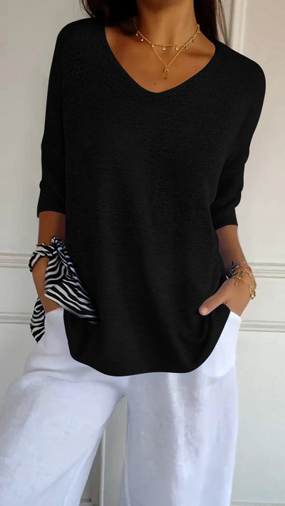 Jersey Túnica Eva de Cuello de Pico y Corte Relajado
