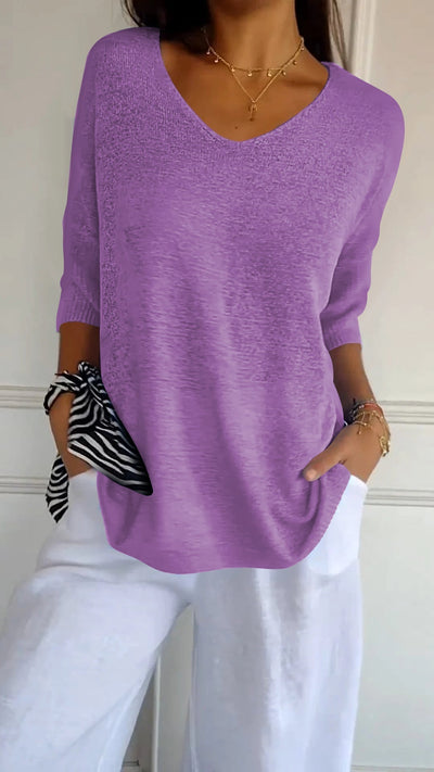 Jersey Túnica Eva de Cuello de Pico y Corte Relajado
