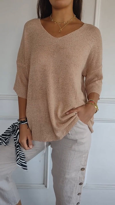 Jersey Túnica Eva de Cuello de Pico y Corte Relajado