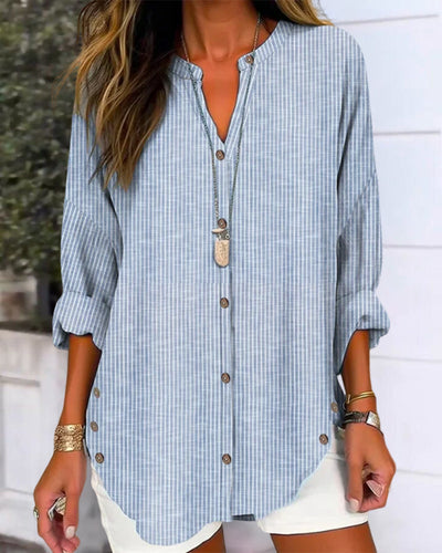 Blusa Lena de Rayas, Relajada y con Botones