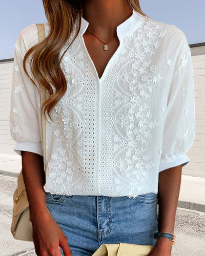 Blusa Susanne de Escote en V con Manga Farol