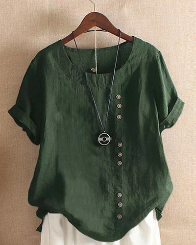 Blusa Doris Casual de Manga Corta con Botones