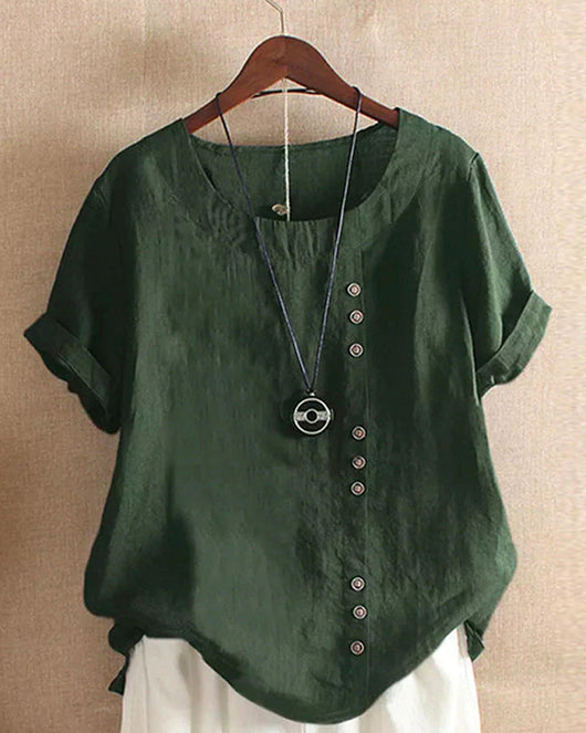 Blusa Doris Casual de Manga Corta con Botones