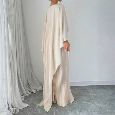 Vestido Largo Gabriela Plisado con Capa