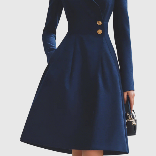 Eleanor | Vestido Abrigo Entallado Azul Marino