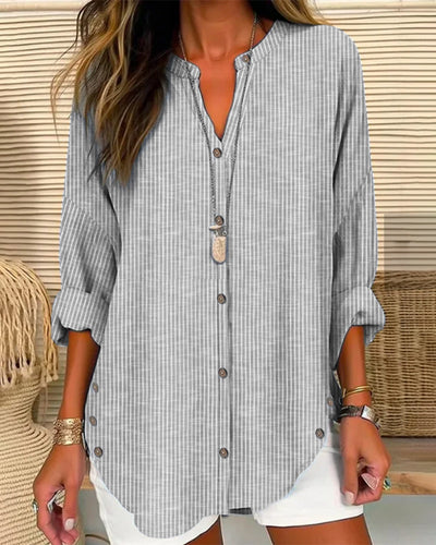 Blusa Lena de Rayas, Relajada y con Botones