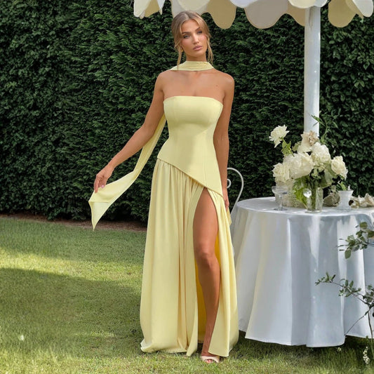 Vestido Largo Asimétrico Sabina para Boda