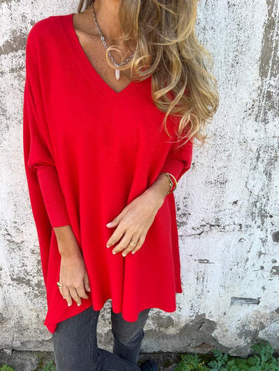 Jersey Annika de Corte Relajado con Cuello de Pico