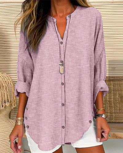 Blusa Lena de Rayas, Relajada y con Botones
