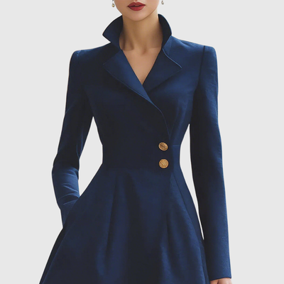 Eleanor | Vestido Abrigo Entallado Azul Marino