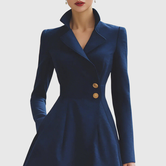 Eleanor | Vestido Abrigo Entallado Azul Marino