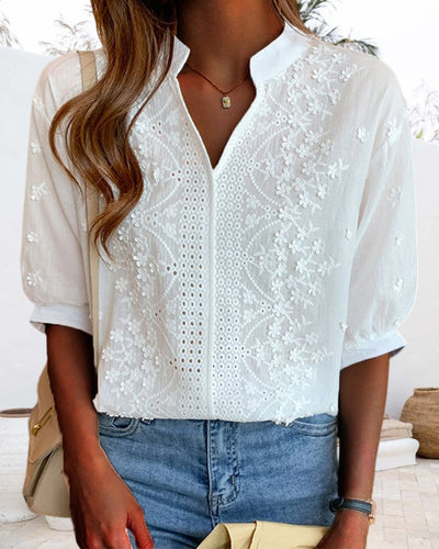 Blusa Susanne de Escote en V con Manga Farol