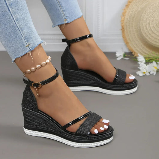 Sandalias Karin de Cuña con Plataforma y Tiras