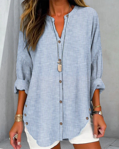 Blusa Lena de Rayas, Relajada y con Botones