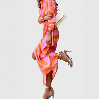 Vestido Midi Gudrun Cruzado de Rayas