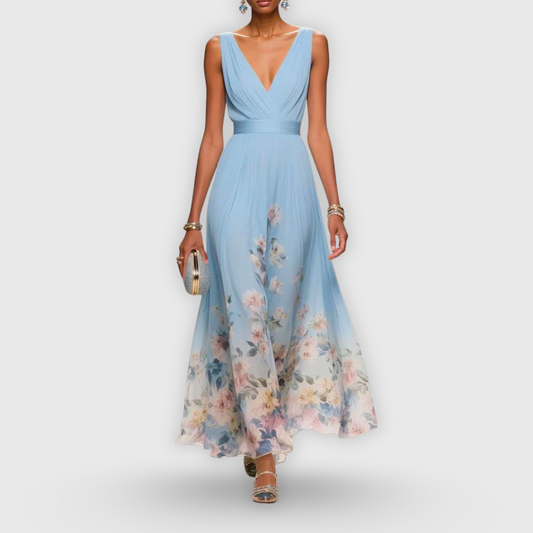 Vestido Largo Tanja Floral con Escote en V