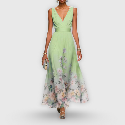 Vestido Largo Tanja Floral con Escote en V