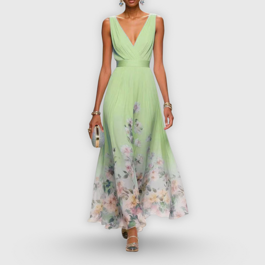 Vestido Largo Tanja Floral con Escote en V