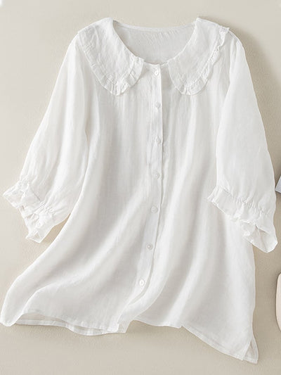 Camisa Natalie Relajada con Cuello de Volantes