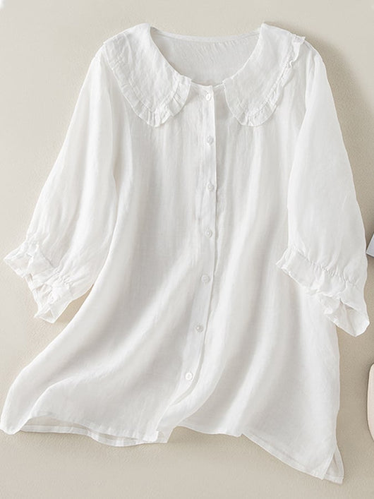 Camisa Natalie Relajada con Cuello de Volantes