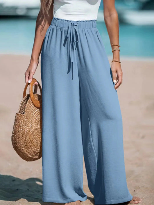 Pantalón Palazzo Doris de Pierna Ancha con Cintura Anudada