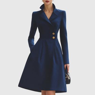 Eleanor | Vestido Abrigo Entallado Azul Marino