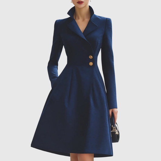 Eleanor | Vestido Abrigo Entallado Azul Marino