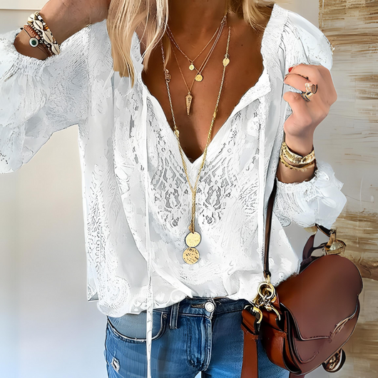 Blusa Tamara Boho Elegante con Escote en V