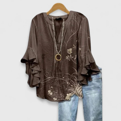 Top Viviane Floral con Mangas de Volantes