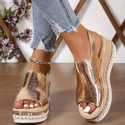 Sandalias Stefanie de Plataforma Metalizadas y Cómodas