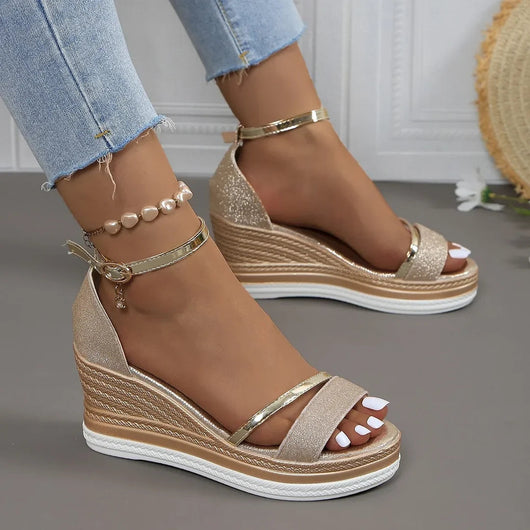 Sandalias Karin de Cuña con Plataforma y Tiras