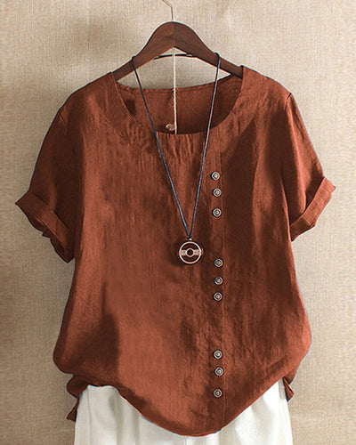Blusa Doris Casual de Manga Corta con Botones